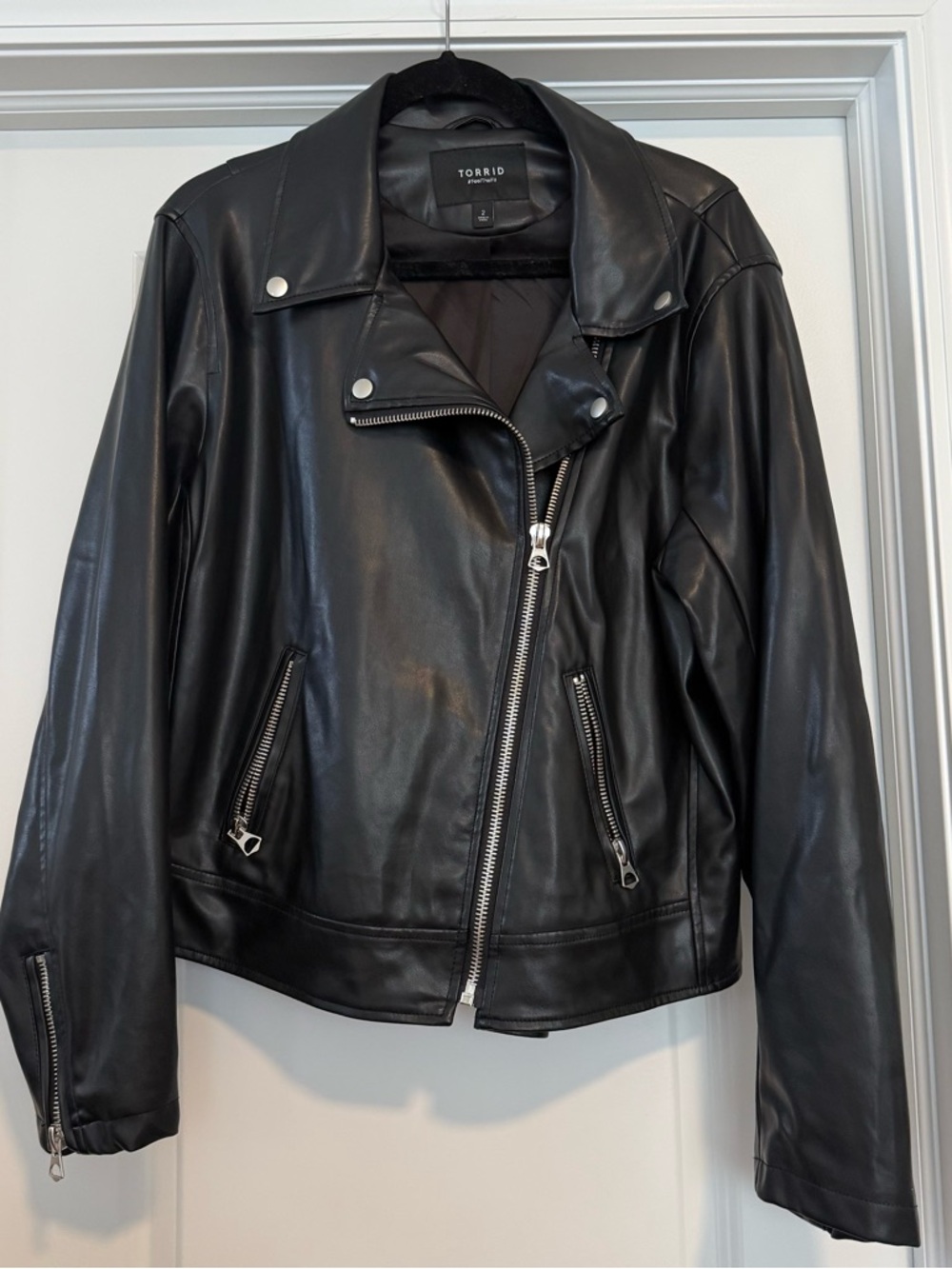 torrid Black Faux Leather Asymmetrical Zip Moto Jacket